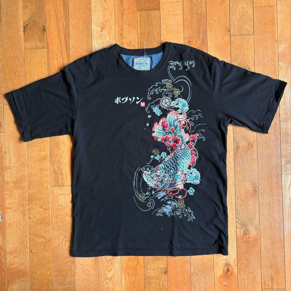 Black/Multicolor Embroidered Graphic Tee | Bobson